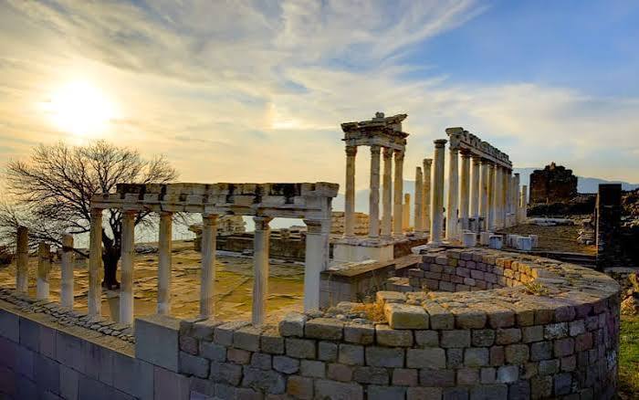 Ancient ruins at Pergamon at sunrise